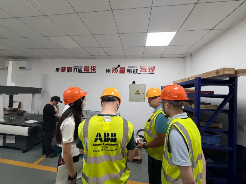 ABB Finland SQE and Welding Engineer inspect key metal parts at Hehua Machinery ABB Finland SQE and Welding Engineer inspect key metal parts at Hehua Machinery
